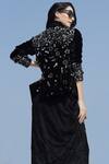 Buy_Talking Threads_Black Velvet Saree With Embroidered Jacket_Online_at_Aza_Fashions