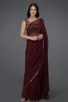 Buy_Talking Threads_Maroon Saree- Pure Chiffon Embroidery U Neck With Blouse  _Online_at_Aza_Fashions