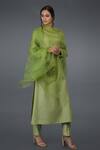 Talking Threads_Green Pintuck Kurta Set _Online_at_Aza_Fashions