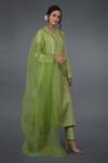 Shop_Talking Threads_Green Pintuck Kurta Set _Online_at_Aza_Fashions