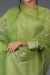 Talking Threads_Green Pintuck Kurta Set _at_Aza_Fashions