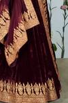 Buy Talking Threads Maroon Silk Velvet Sweetheart Neck Bridal Lehenga Set Online at Aza Fashions Buy_Talking Threads_Maroon Silk Velvet Sweetheart Neck Bridal Lehenga Set _Online_at_Aza_Fashions
