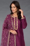 Buy_Talking Threads_Gold Pure Raw Silk Round Embroidered Kurta Palazzo Set  _Online_at_Aza_Fashions