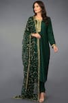 Buy_Talking Threads_Green Tussar Silk Split Kurta Set  _Online_at_Aza_Fashions