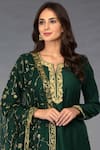 Shop_Talking Threads_Green Tussar Silk Split Kurta Set  _Online_at_Aza_Fashions