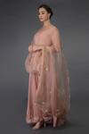 Talking Threads_Pink Pure Organza Silk Floral Scallop Border Embroidered Dupatta _Online_at_Aza_Fashions