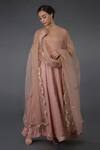 Buy_Talking Threads_Pink Pure Organza Silk Floral Scallop Border Embroidered Dupatta _Online_at_Aza_Fashions