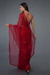 Shop_Talking Threads_Red Blouse- , Saree- Organza Crystal, Embroidered With _at_Aza_Fashions