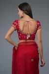 Shop_Talking Threads_Red Blouse- , Saree- Organza Crystal, Embroidered With _Online_at_Aza_Fashions