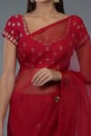 Talking Threads_Red Blouse- , Saree- Organza Crystal, Embroidered With _at_Aza_Fashions