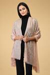 Talking Threads_Peach Pashmina Embroidered Stole_Online_at_Aza_Fashions