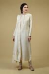 Talking Threads_White Chanderi Kurta Set_Online_at_Aza_Fashions