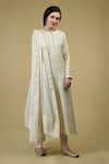 Buy_Talking Threads_White Chanderi Kurta Set_at_Aza_Fashions