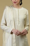 Talking Threads_White Chanderi Kurta Set_at_Aza_Fashions