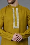 Talking Threads_Yellow Waistcoat And Full Sleeve Kurta Set _at_Aza_Fashions