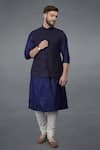 Buy_Talking Threads_Blue Waistcoat And Silk Kurta Set _at_Aza_Fashions