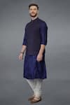 Buy_Talking Threads_Blue Waistcoat And Silk Kurta Set _Online_at_Aza_Fashions