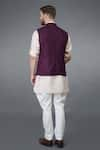 Shop_Talking Threads_Purple Waistcoat And Linen Cotton Kurta Set _at_Aza_Fashions