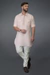 Talking Threads_Purple Waistcoat And Linen Cotton Kurta Set _Online_at_Aza_Fashions