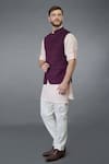 Buy_Talking Threads_Purple Waistcoat And Linen Cotton Kurta Set _Online_at_Aza_Fashions