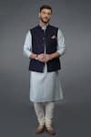 Buy_Talking Threads_Blue Waistcoat And Embroidered Kurta Set _at_Aza_Fashions