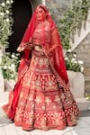 Buy_Tamaraa By Tahani_Red Silk And Net Embroidery Sequin Sweetheart Neck Bridal Lehenga Set_Online_at_Aza_Fashions