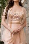 Tamaraa By Tahani_Pink Crepe And Net Sequin & Thread Sweetheart Embroidered Cape & Sharara Pant Set_at_Aza_Fashions