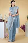 Buy Talking Threads Blue Petticoat- Satin, Saree And Blouse- Linen Silk Zardozi Round & Set at Aza Fashions Buy_Talking Threads_Blue Petticoat- Satin, Saree And Blouse- Linen Silk Zardozi Round & Set _at_Aza_Fashions
