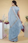 Shop Talking Threads Blue Petticoat- Satin, Saree And Blouse- Linen Silk Zardozi Round & Set at Aza Fashions Shop_Talking Threads_Blue Petticoat- Satin, Saree And Blouse- Linen Silk Zardozi Round & Set _at_Aza_Fashions