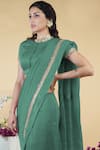 Shop Talking Threads Green Petticoat- Satin, Saree And Blouse- Linen Silk Zardozi Round & Set Online at Aza Fashions Shop_Talking Threads_Green Petticoat- Satin, Saree And Blouse- Linen Silk Zardozi Round & Set _Online_at_Aza_Fashions