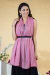 Talking Threads_Pink Pashmina Embroidered Stole_at_Aza_Fashions