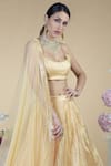 Talking Threads_Gold Blouse And Lehenga Tissue Dupatta Tulle Net Embroidery Scoop Set  _at_Aza_Fashions