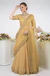 Buy Talking Threads Gold Blouse And Lehenga Georgette Dupatta Silk Organza Embroidered Set at Aza Fashions Buy_Talking Threads_Gold Blouse And Lehenga Georgette Dupatta Silk Organza Embroidered Set_at_Aza_Fashions