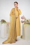 Buy_Talking Threads_Gold Silk Organza Zardozi Embroidered Dupatta  _Online_at_Aza_Fashions