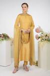 Buy_Talking Threads_Gold Silk Organza Zardozi Embroidered Dupatta  _at_Aza_Fashions