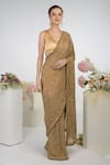 Shop_Talking Threads_Gold Saree Chiffon Blouse Pure Satin Sequin With  _at_Aza_Fashions