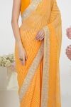 Shop_Talking Threads_Yellow Chiffon Kashmiri Paisley Tilla Aari Leheriya Saree _Online_at_Aza_Fashions