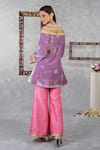 Shop_Talking Threads_Purple Kurta Velvet Palazzo  Raw And Dupatta Organza Set  _at_Aza_Fashions