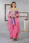 Buy_Talking Threads_Purple Kurta Velvet Palazzo  Raw And Dupatta Organza Set  _Online_at_Aza_Fashions