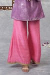 Shop_Talking Threads_Purple Kurta Velvet Palazzo  Raw And Dupatta Organza Set  _Online_at_Aza_Fashions