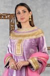 Talking Threads_Purple Kurta Velvet Palazzo  Raw And Dupatta Organza Set  _at_Aza_Fashions