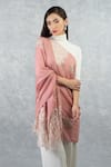 Talking Threads_Pink Pashmina Embellished Stole_Online_at_Aza_Fashions