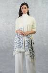 Talking Threads_White Pashmina Floral Embroidered Stole_Online_at_Aza_Fashions