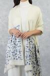 Talking Threads_White Pashmina Floral Embroidered Stole_at_Aza_Fashions