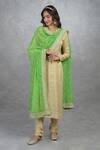 Buy_Talking Threads_Green Georgette Bandhani And Kashmiri Tilla Work Dupatta_at_Aza_Fashions