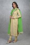 Buy_Talking Threads_Green Georgette Bandhani And Kashmiri Tilla Work Dupatta_Online_at_Aza_Fashions