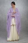 Buy_Talking Threads_Purple Pure Georgette Chikankari Embroidered Dupatta _at_Aza_Fashions