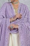 Talking Threads_Purple Pure Georgette Chikankari Embroidered Dupatta _at_Aza_Fashions