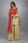 Buy_Talking Threads_Red Georgette Bandhani And Kashmiri Tilla Work Dupatta_at_Aza_Fashions