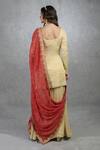 Shop_Talking Threads_Red Georgette Bandhani And Kashmiri Tilla Work Dupatta_at_Aza_Fashions